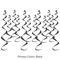 72 Pack Bulk Metallic Party Whirls black