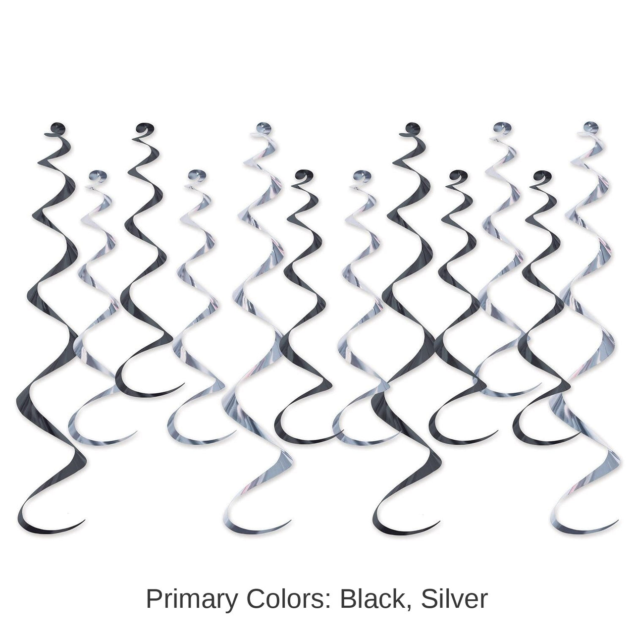 72 Pack Beistle Metallic Party Whirls Asst black/silver
