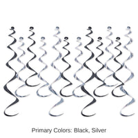 72 Pack Beistle Metallic Party Whirls Asst black/silver