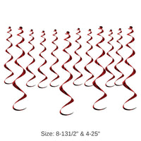 72 Pack Bulk Metallic Party Whirls - burgundy