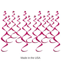 72 Pack Bulk Metallic Party Whirls cerise