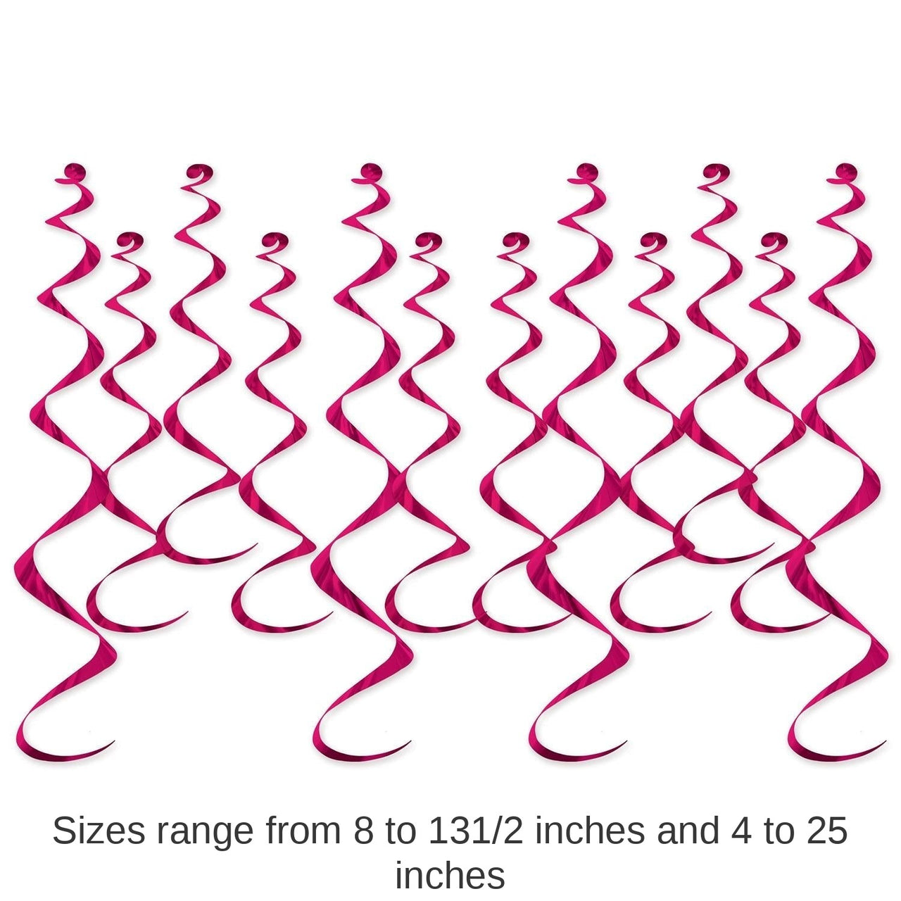 72 Pack Bulk Metallic Party Whirls cerise