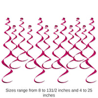 72 Pack Bulk Metallic Party Whirls cerise
