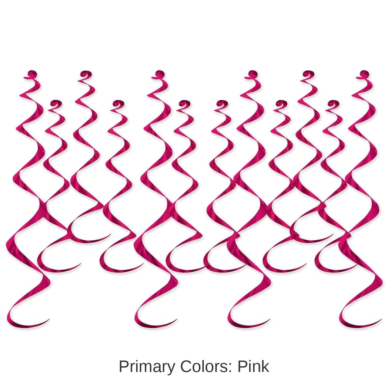 72 Pack Bulk Metallic Party Whirls cerise