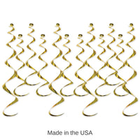 72 Pack Bulk Metallic Party Whirls gold