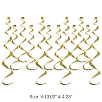 72 Pack Bulk Metallic Party Whirls gold