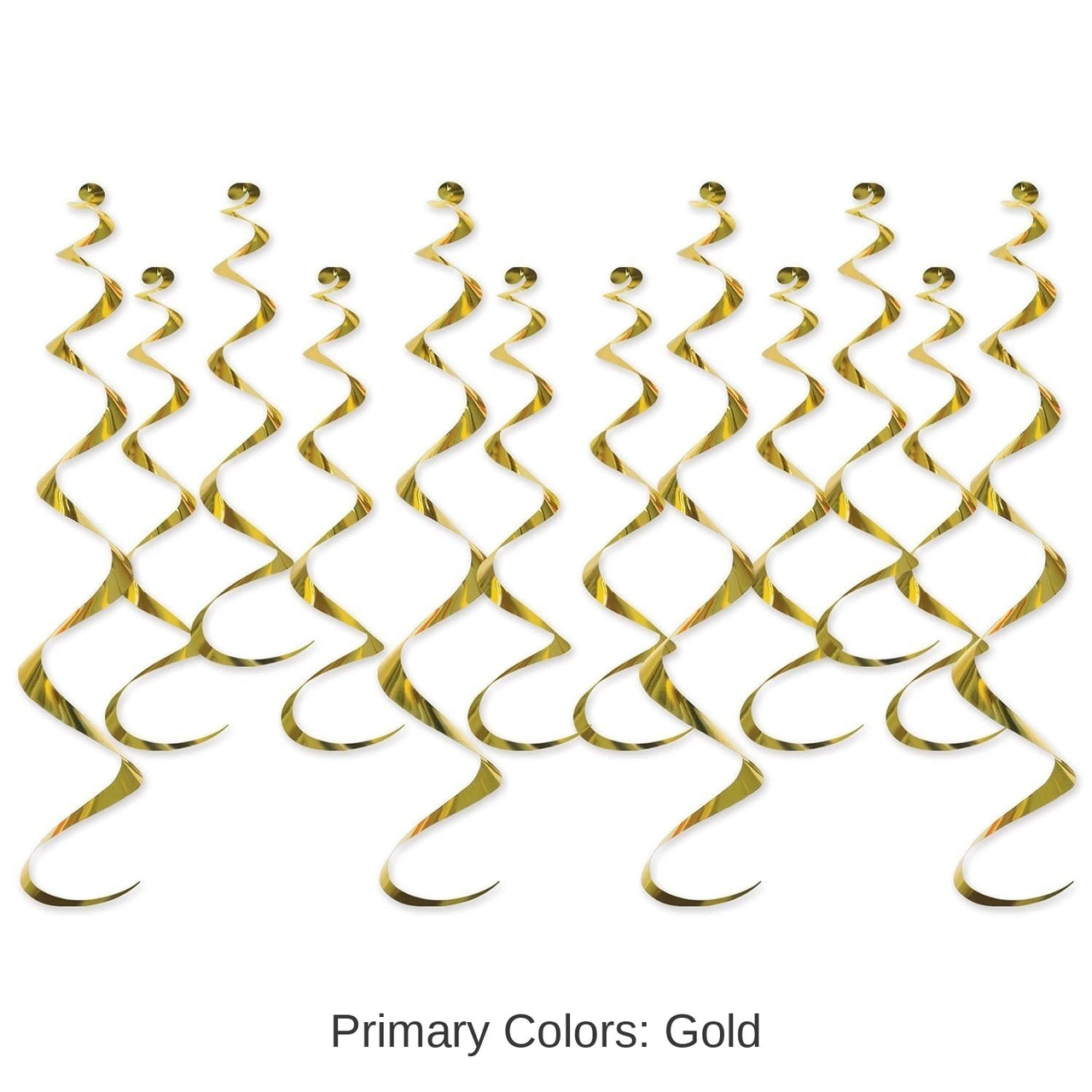 72 Pack Bulk Metallic Party Whirls gold