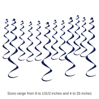 72 Pack Bulk Metallic Party Whirls - navy