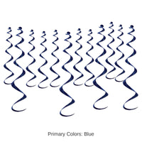 72 Pack Bulk Metallic Party Whirls - navy