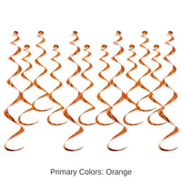 72 Pack Beistle Metallic Party Whirls orange