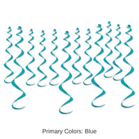72 Pack Bulk Metallic Party Whirls - turquoise