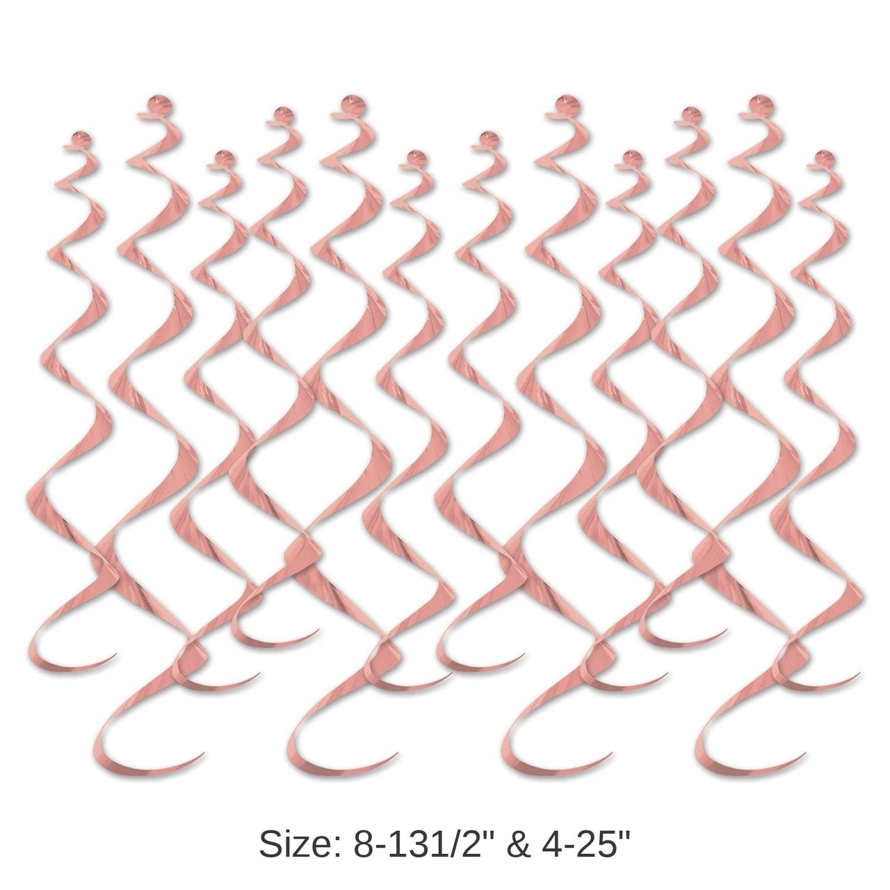 72 Pack Bulk Metallic Party Whirls - rose gold