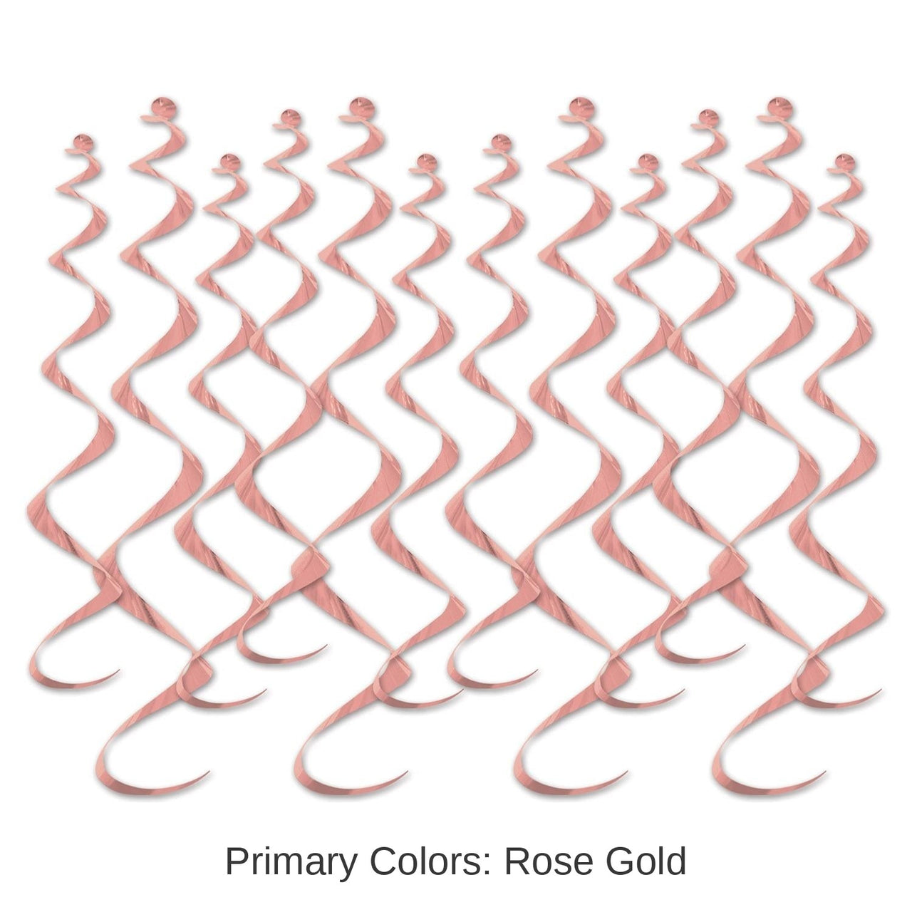 72 Pack Bulk Metallic Party Whirls - rose gold
