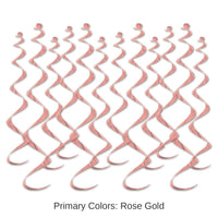72 Pack Bulk Metallic Party Whirls - rose gold