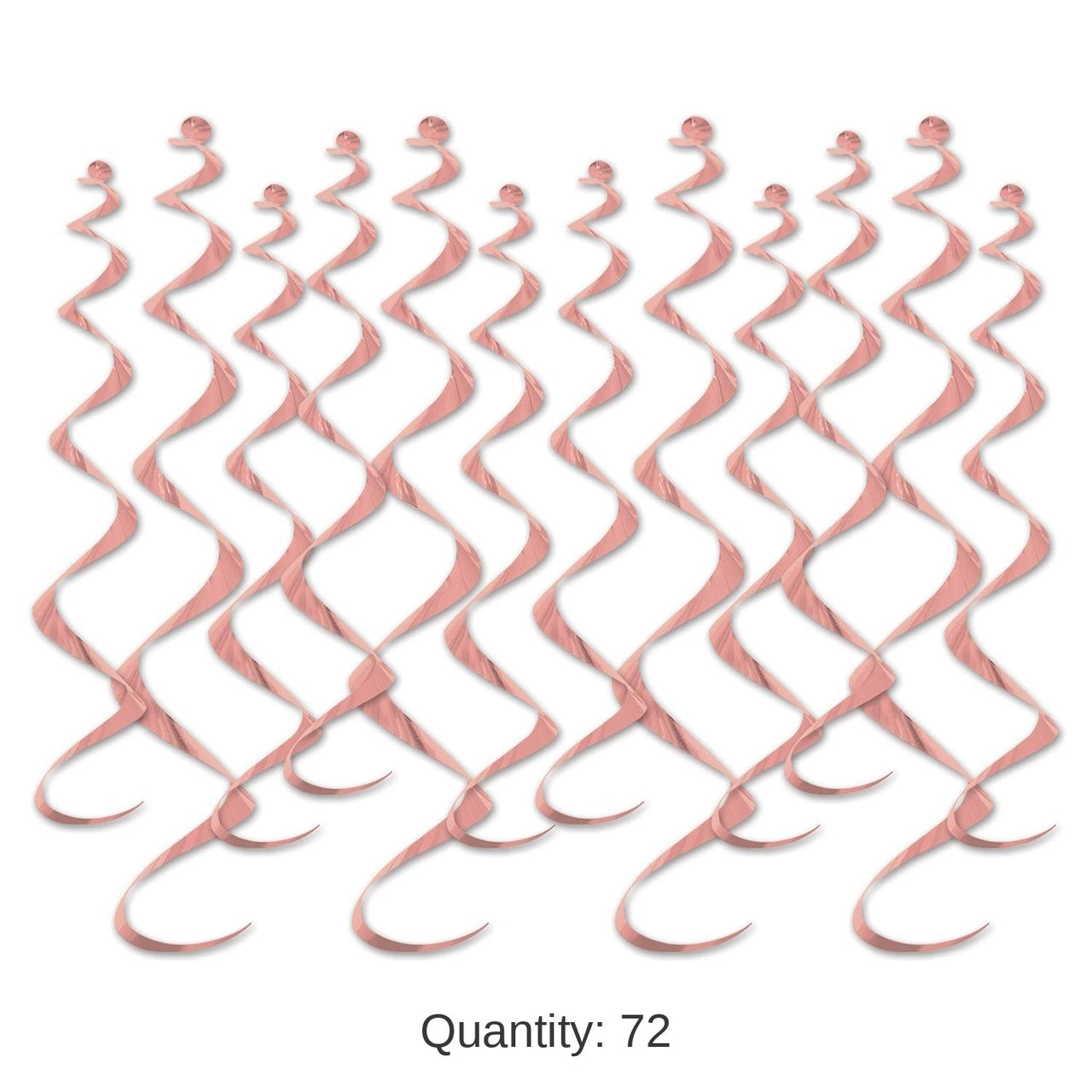 72 Pack Bulk Metallic Party Whirls - rose gold