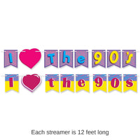 12 Pack Bulk I Love The 90's Party Streamer Set