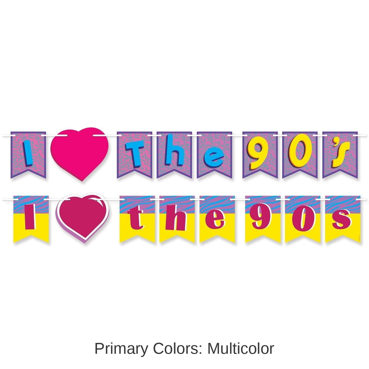 12 Pack Bulk I Love The 90's Party Streamer Set