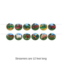 12 Pack Bulk Tractor/Farm Animal Party Streamer Set