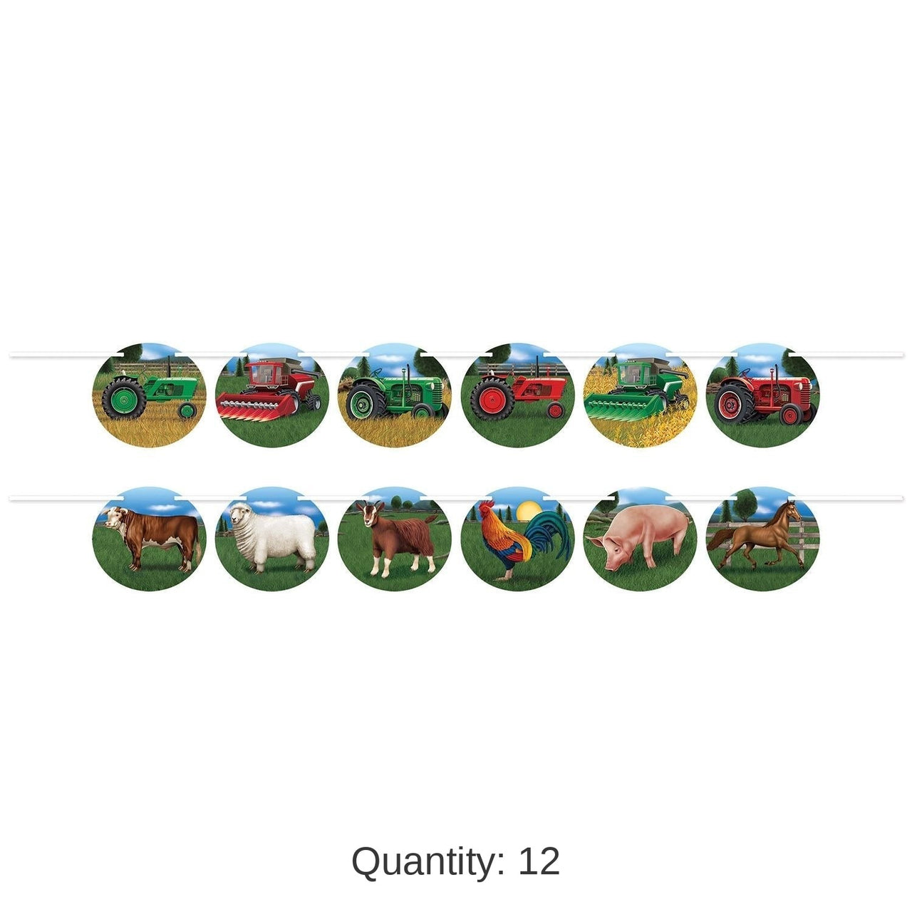 12 Pack Bulk Tractor/Farm Animal Party Streamer Set