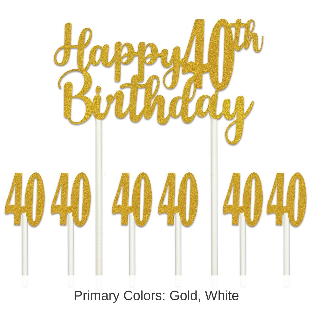 12 Pack Bulk Happy 40th Birthday Party Cake Topper