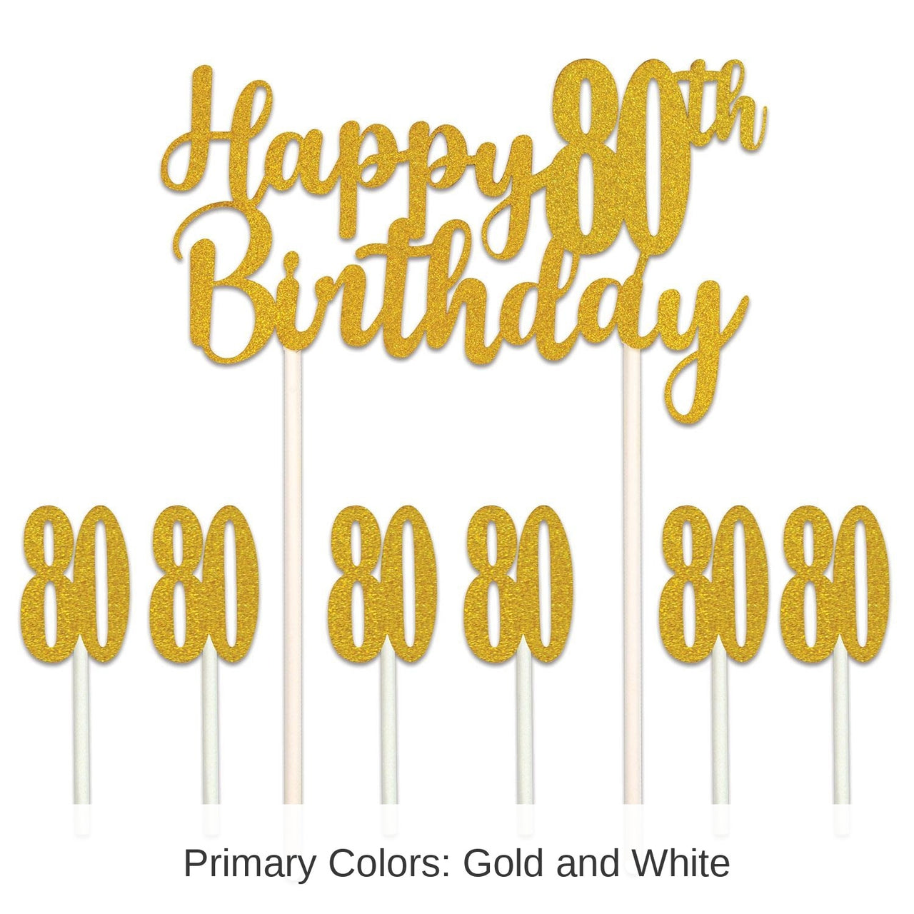 12 Pack Bulk Happy 80th Birthday Party Cake Topper