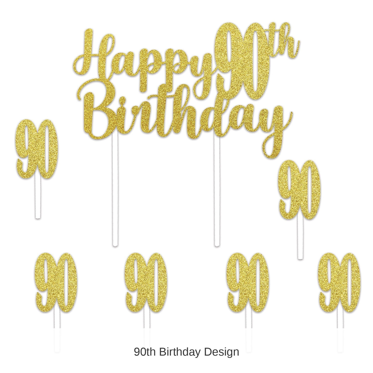 12 Pack Bulk Happy 90th Birthday Cake Topper 6 Picks Included