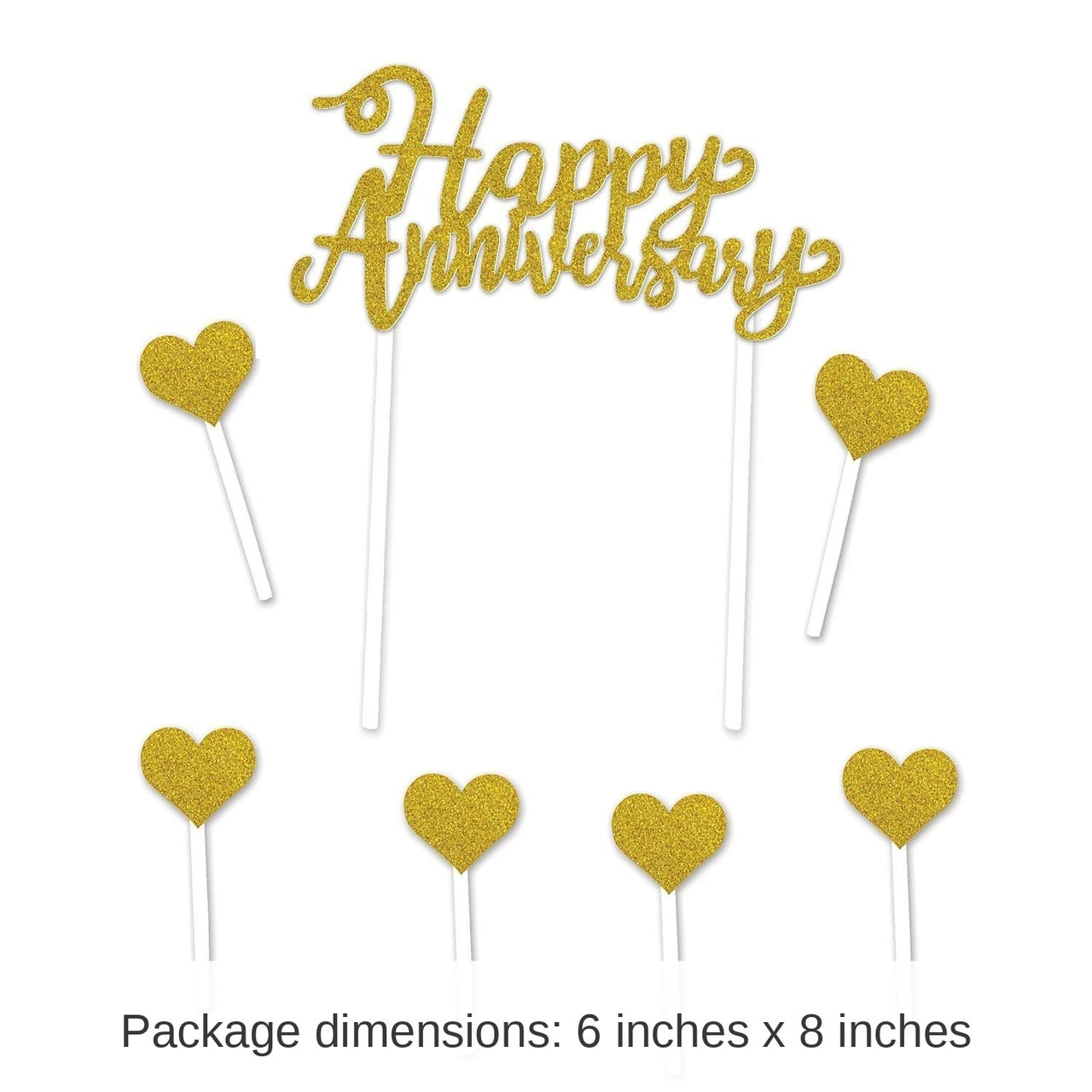 12 Pack Bulk Happy Anniversary Cake Topper