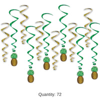 72 Pack Bulk Luau Party Pineapple Whirls