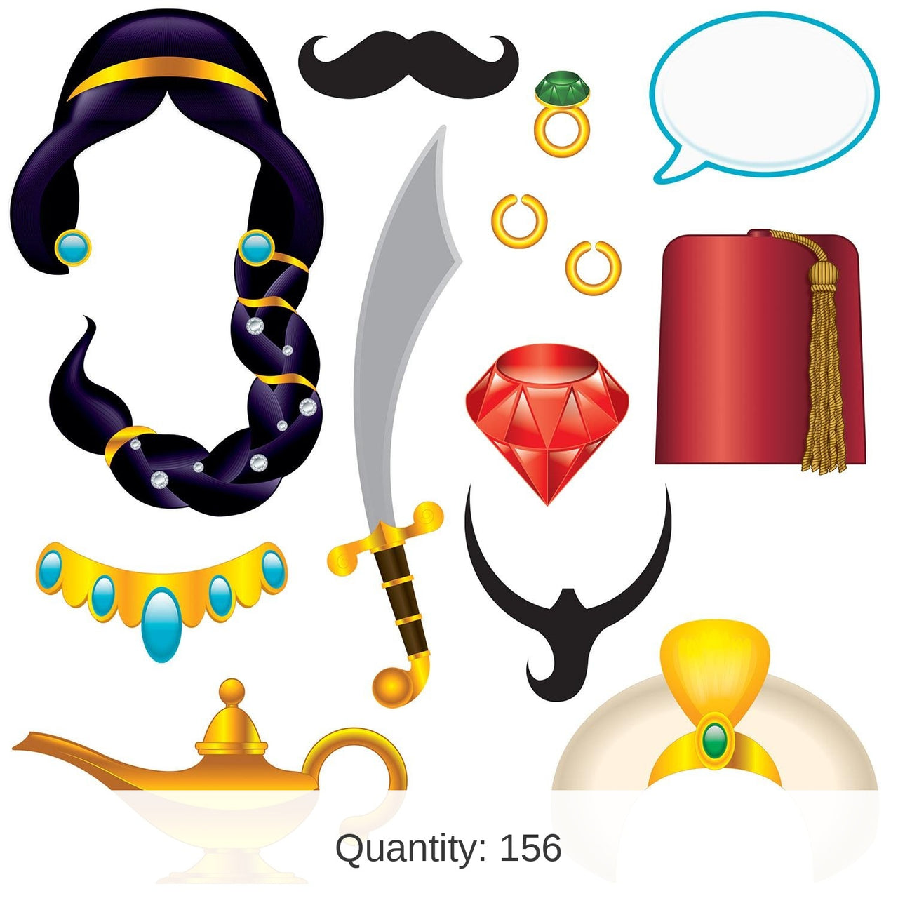 156 Piece Bulk Arabian Nights Party Photo Fun Signs