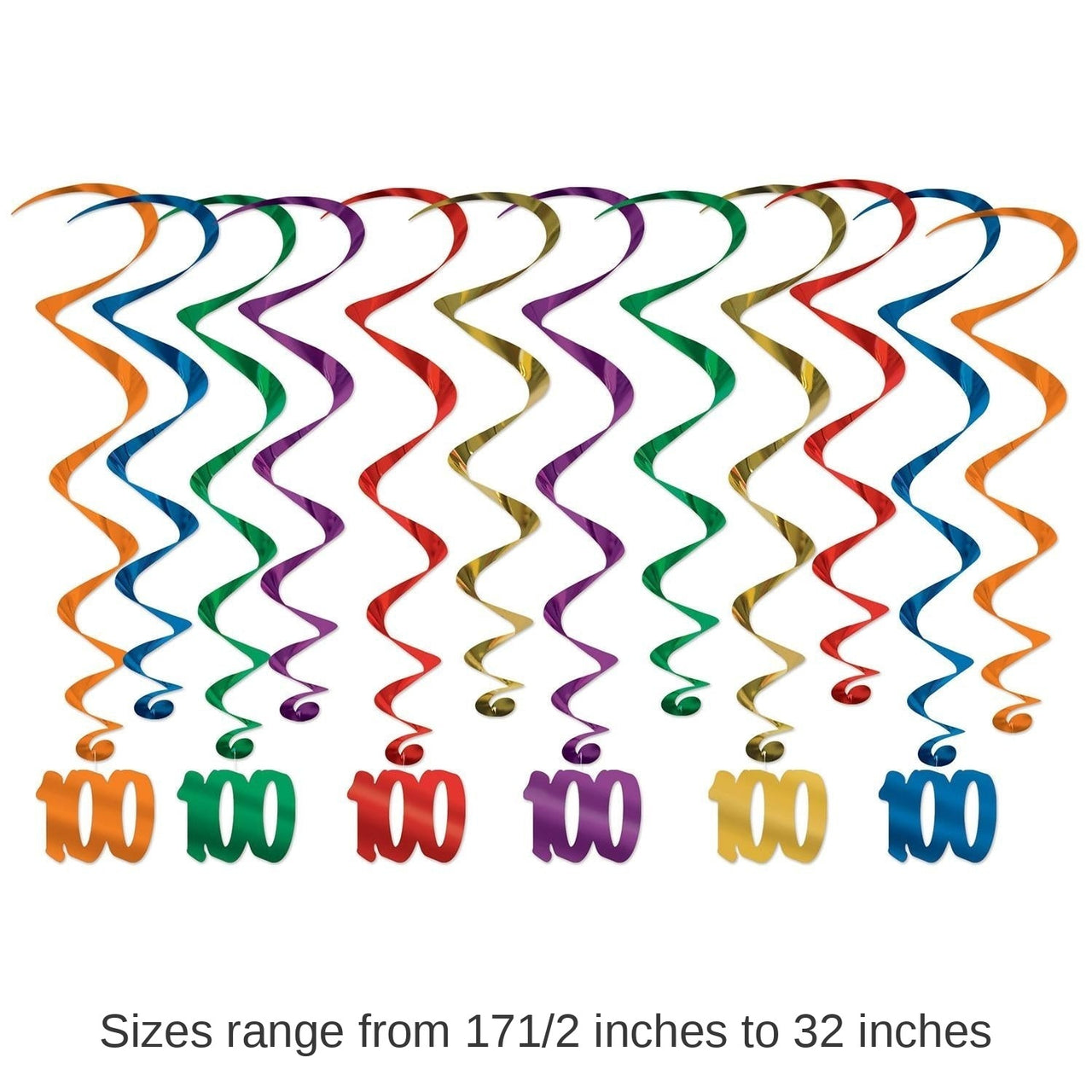 72 Pack Bulk 100th Birthday Party Whirls