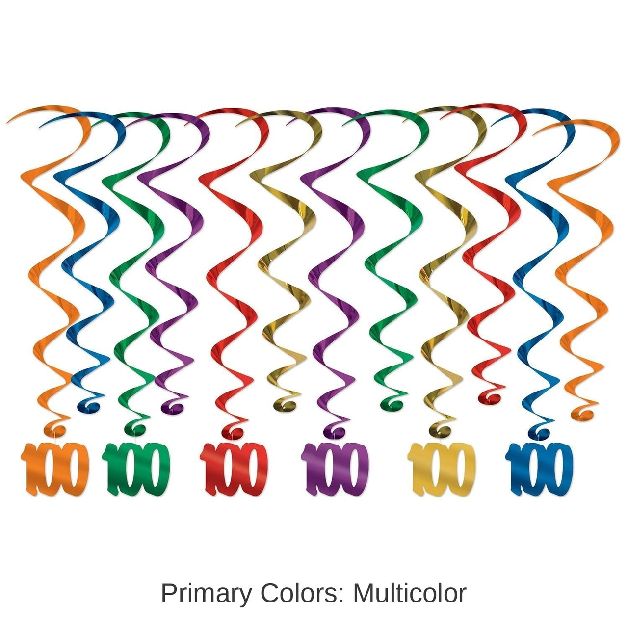72 Pack Bulk 100th Birthday Party Whirls