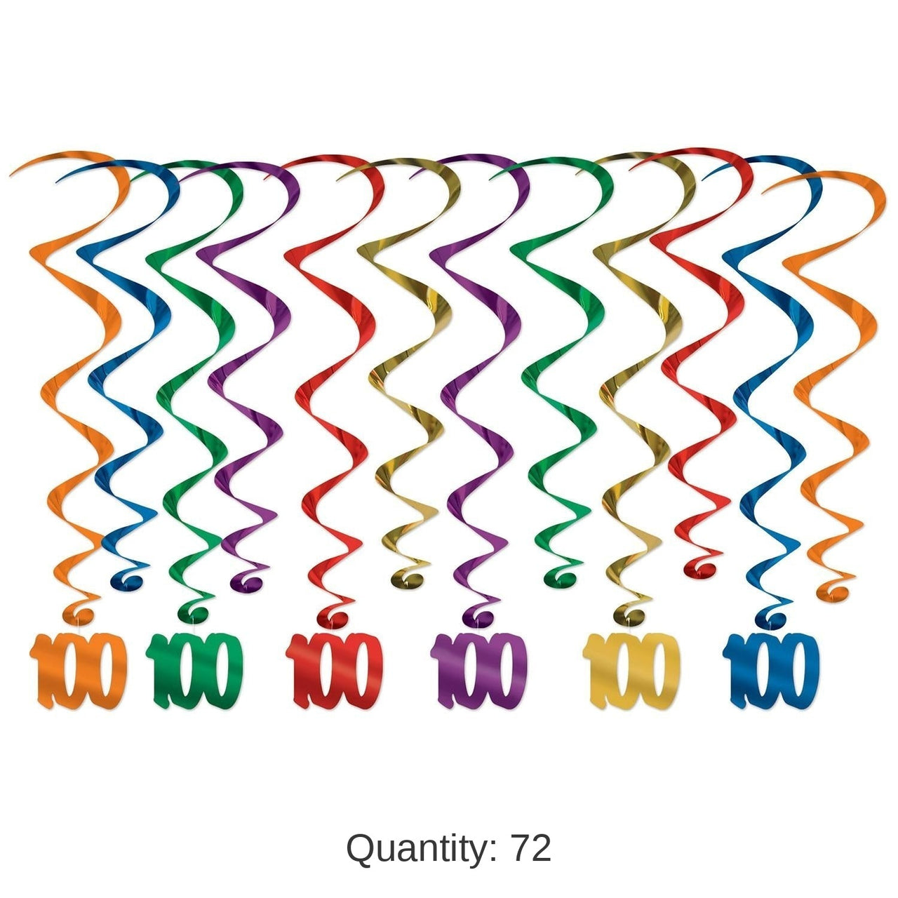 72 Pack Bulk 100th Birthday Party Whirls