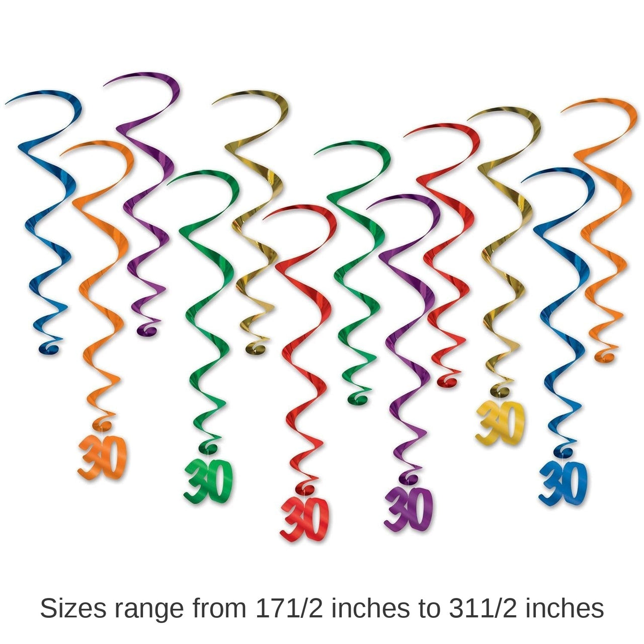 72 Pack Bulk 30th Birthday Party Whirls