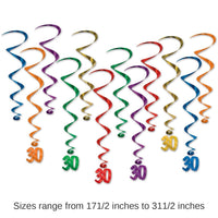 72 Pack Bulk 30th Birthday Party Whirls