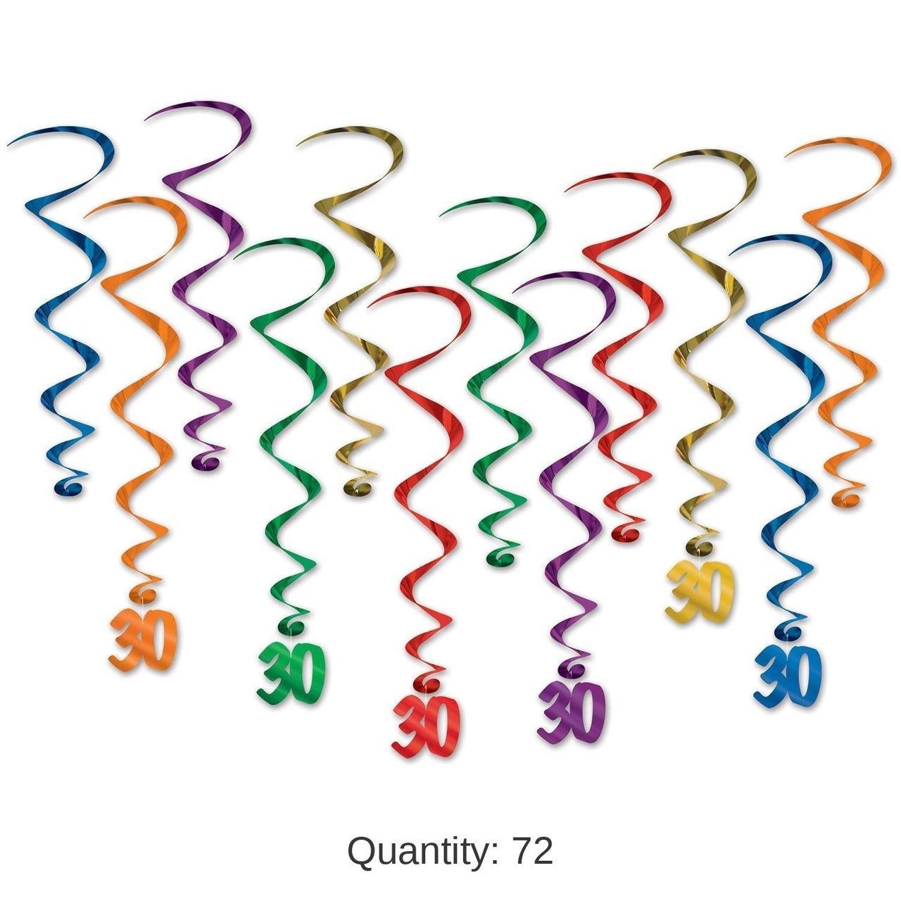 72 Pack Bulk 30th Birthday Party Whirls