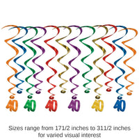 72 Pack Bulk 40th Birthday Party Whirls- Multicolor