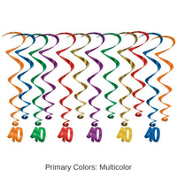 72 Pack Bulk 40th Birthday Party Whirls- Multicolor