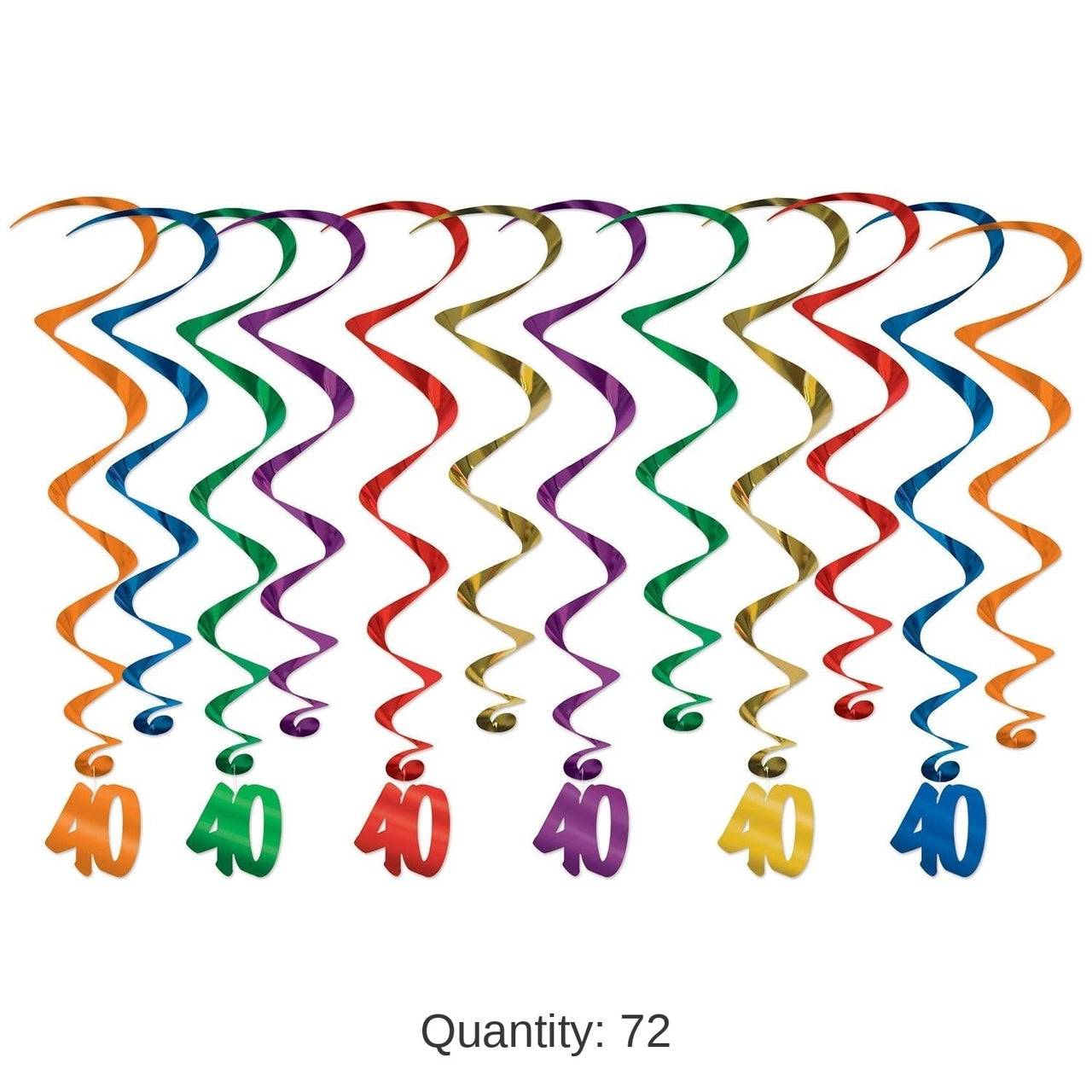 72 Pack Bulk 40th Birthday Party Whirls- Multicolor