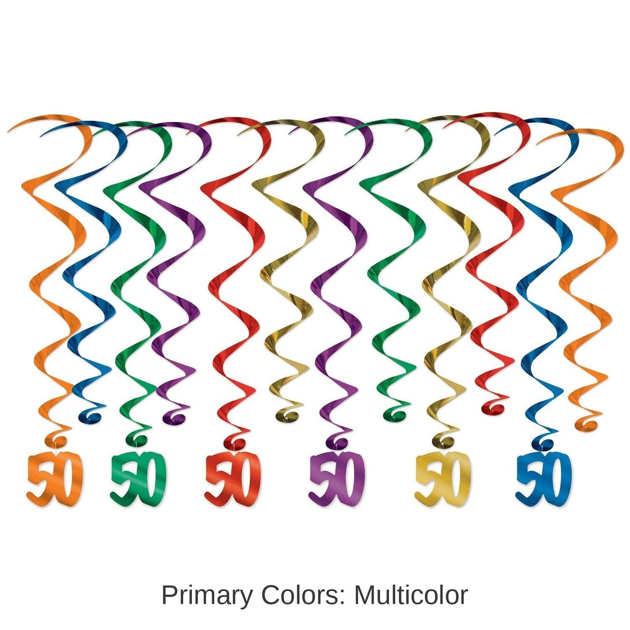 72 Pack Bulk 50th Birthday Party Whirls- Multicolor