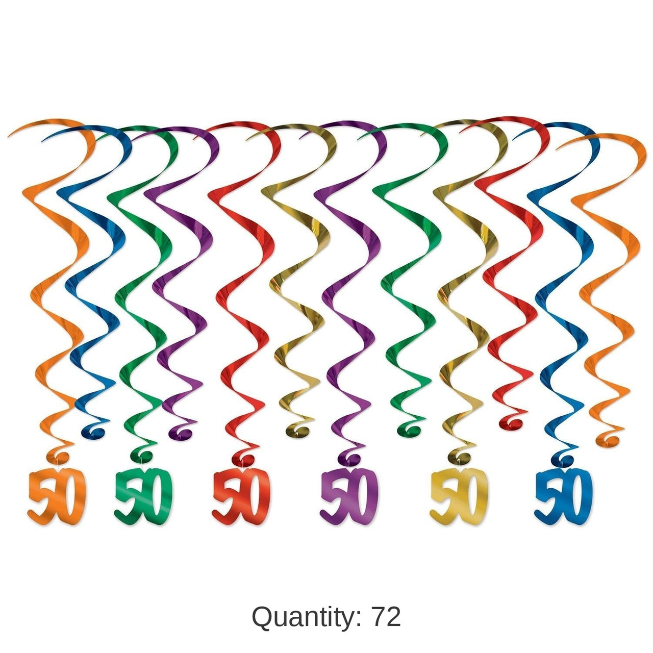 72 Pack Bulk 50th Birthday Party Whirls- Multicolor