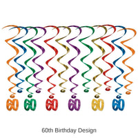 72 Pack Bulk 60th Birthday Party Whirls- Multicolor