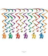 72 Pack Bulk 70th Birthday Party Whirls