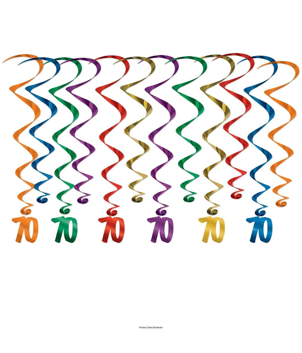 72 Pack Bulk 70th Birthday Party Whirls