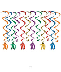72 Pack Bulk 70th Birthday Party Whirls