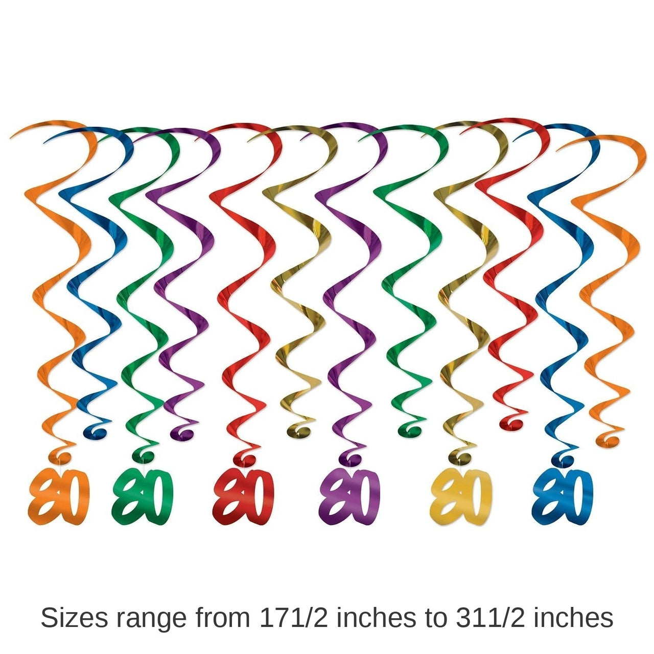 72 Pack Bulk 80th Birthday Party Whirls