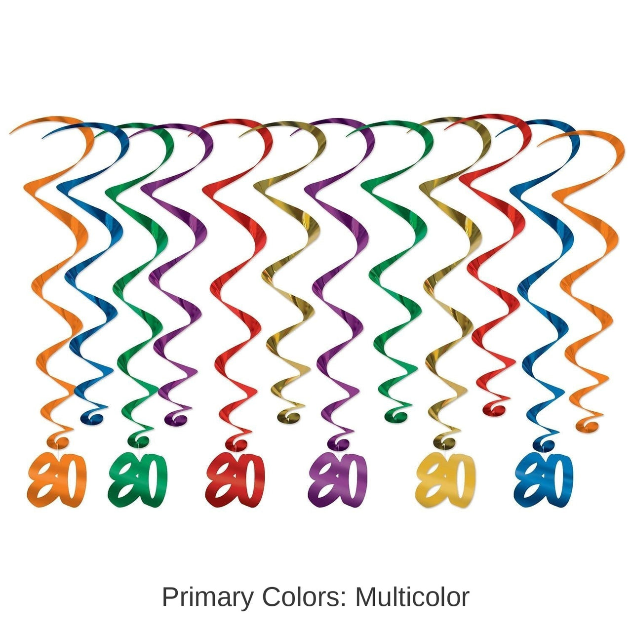 72 Pack Bulk 80th Birthday Party Whirls