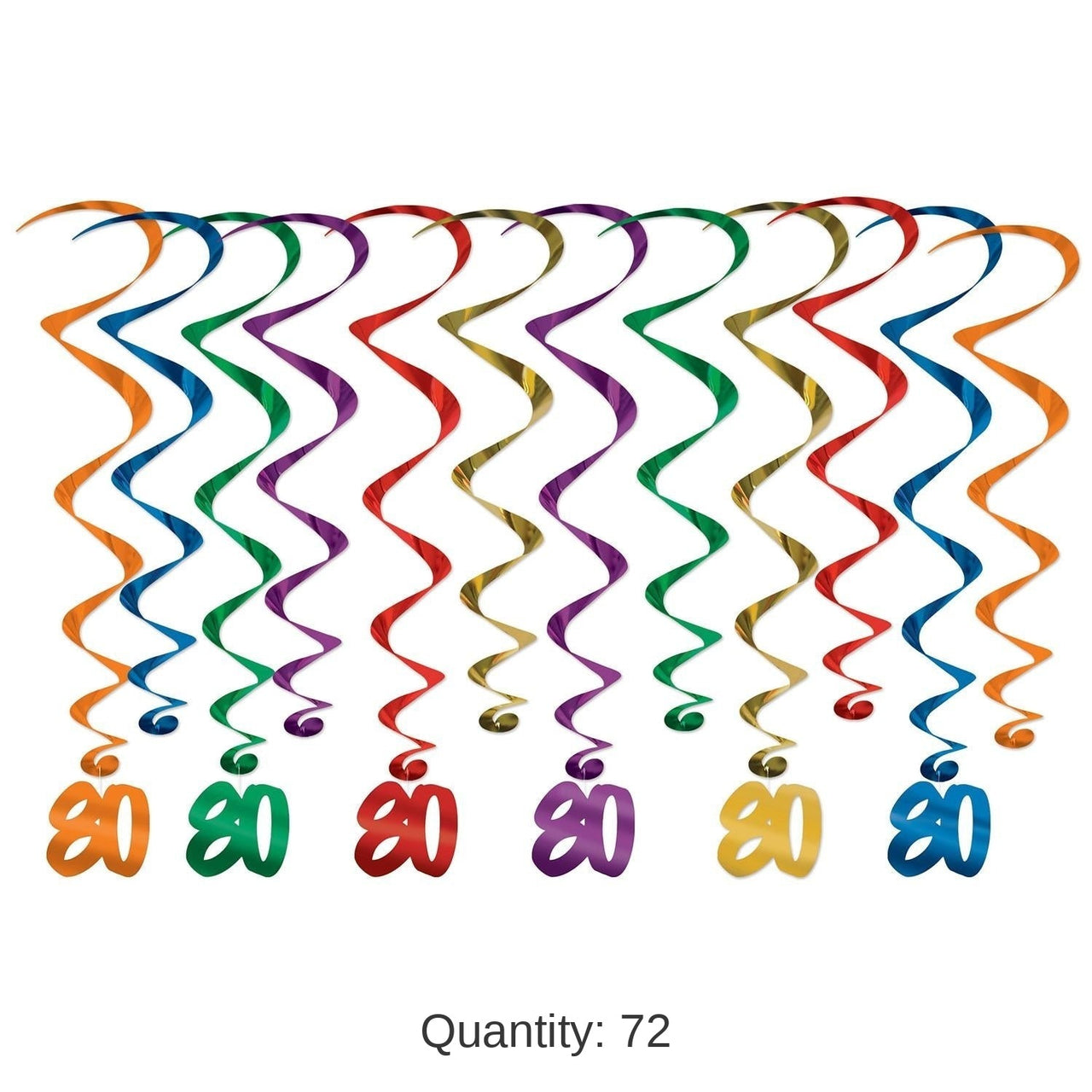 72 Pack Bulk 80th Birthday Party Whirls