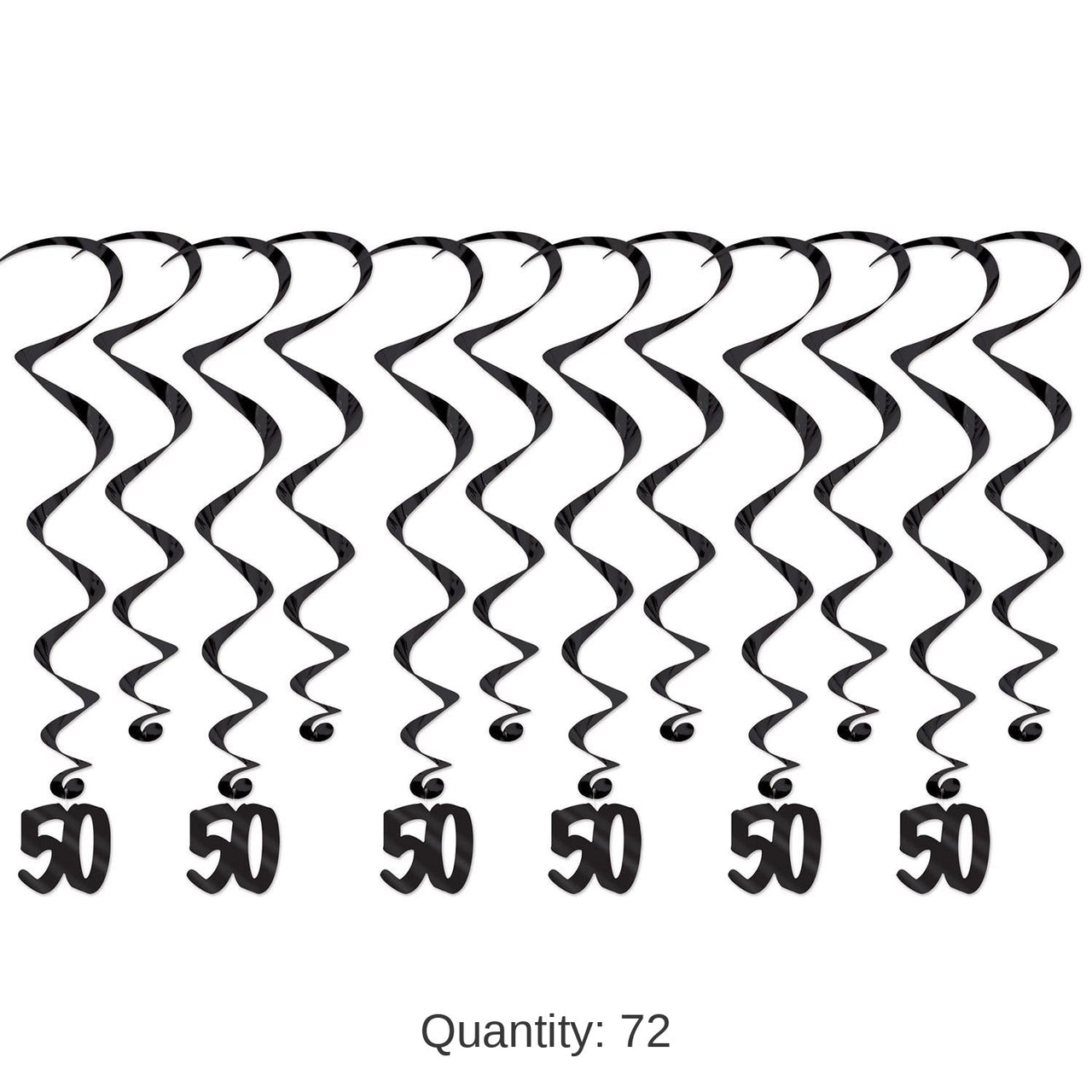 72 Pack Bulk 50th Birthday Party Whirls- Black