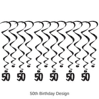 72 Pack Bulk 50th Birthday Party Whirls- Black