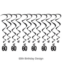 72 Pack Bulk 60th Birthday Party Whirls- Black